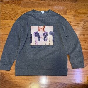 Taylor Swift Gray Crewneck Sweater with Graphic Design